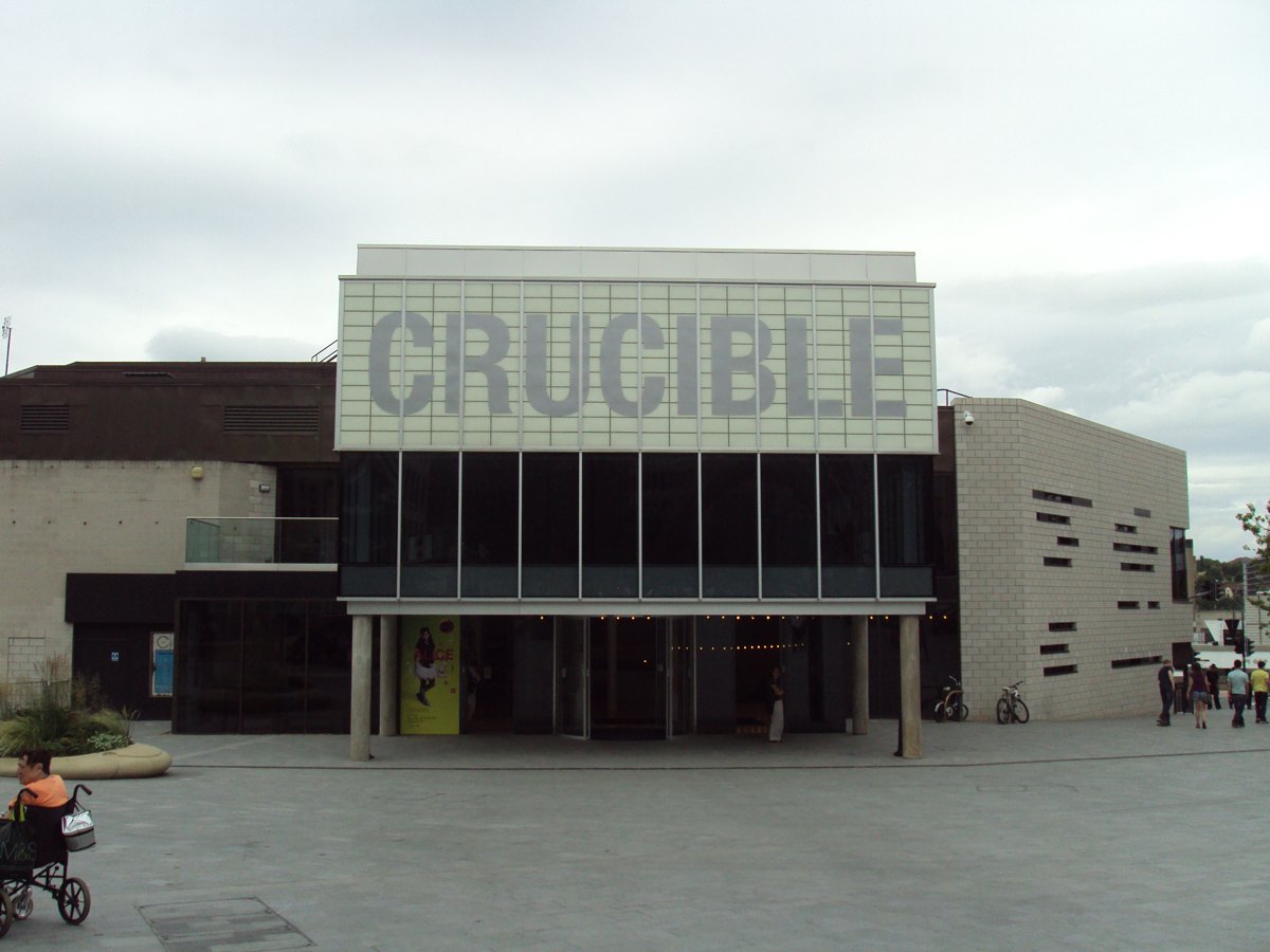 Crucible Theatre’s glass-fronted exterior and main entrance on Tudor Square